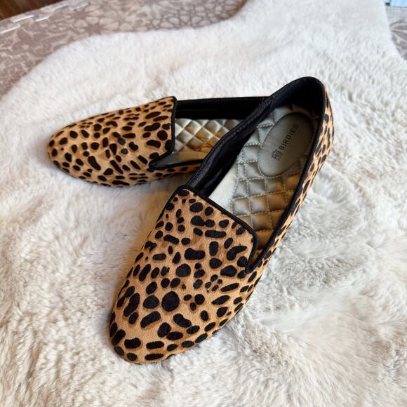 Birdies The Starling Leopard Print Calf Hair Flats Loafers Sz 8 Classic Comfort - Picture 1 of 7
